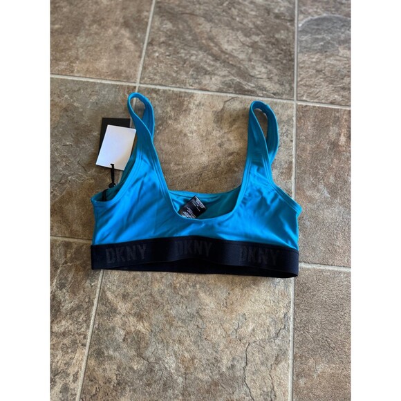 DKNY Scoop Neck Logo Bikini Swim Top Size Medium - Picture 7 of 9